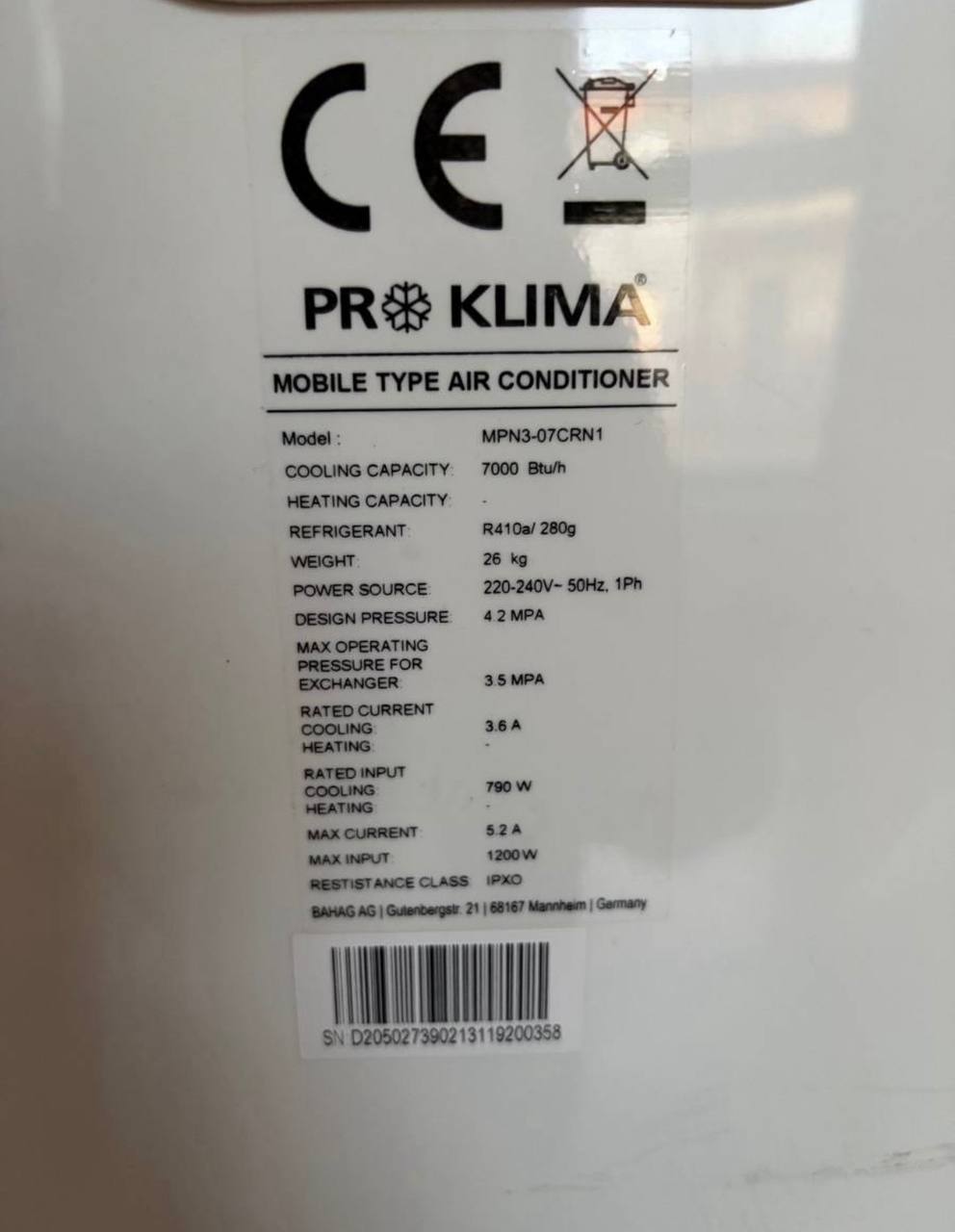 Потпуно кондиционер Bahag AG Pro Klima photo 2
