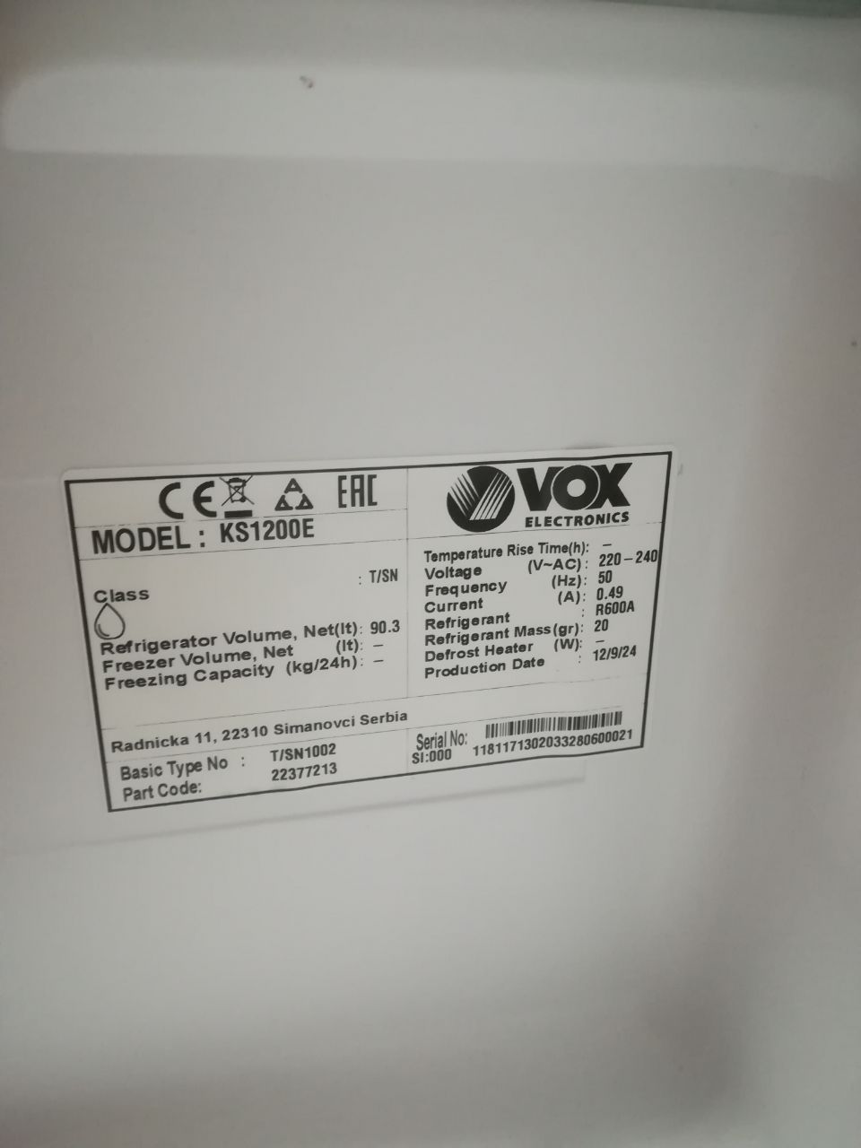 Hladilnik Vox KS 1200 E photo 6