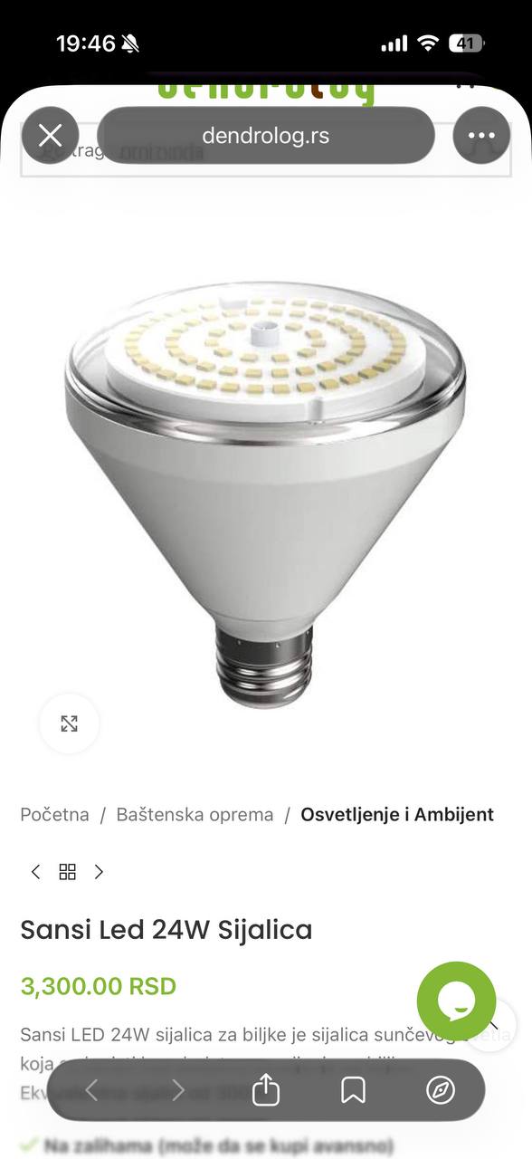 Lampa za rastenje svetla