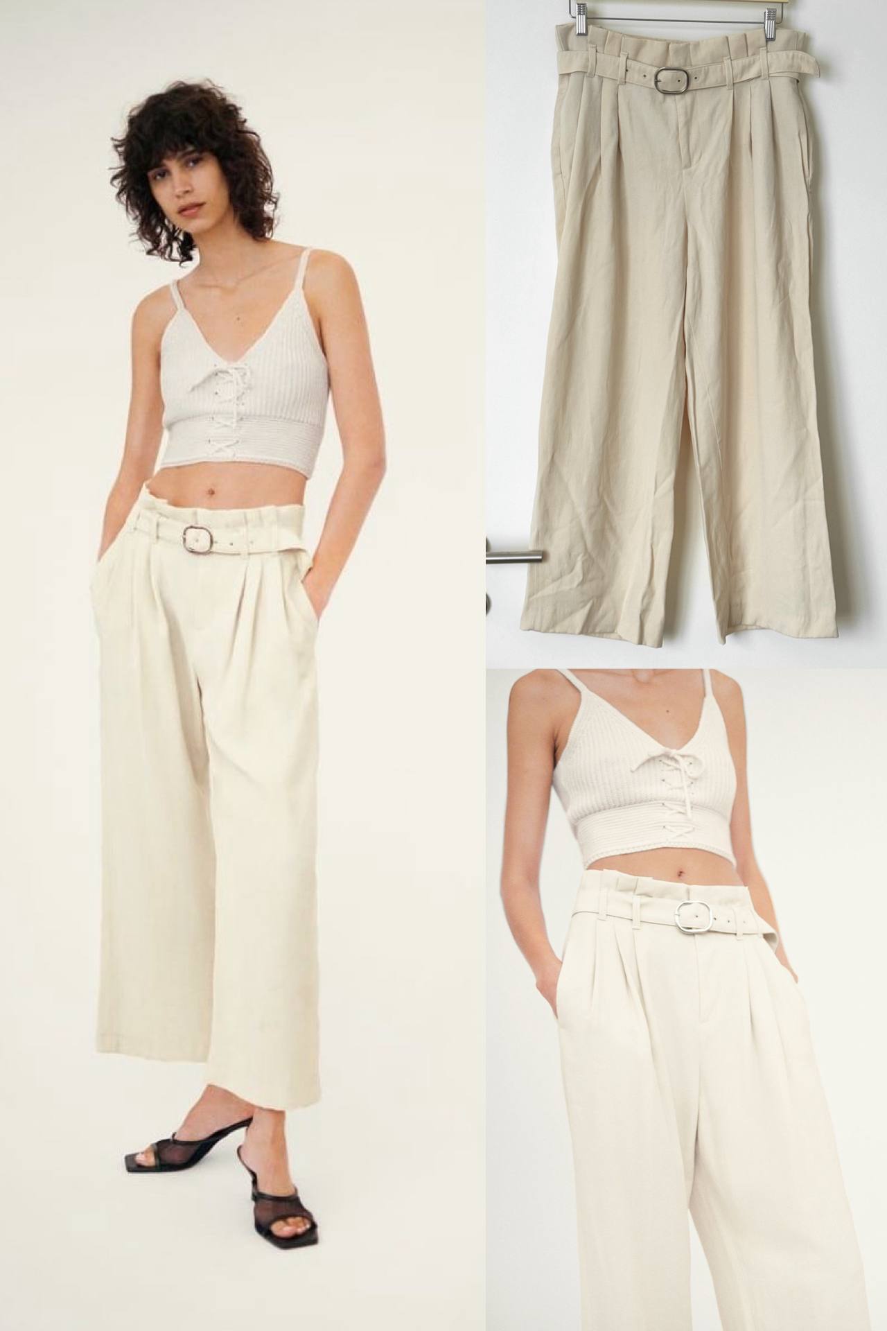 Široke pantalone sa kaišem ZARA