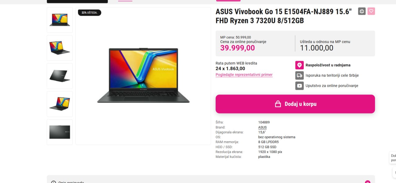 ASUS Vivobook Go 15 E1504FA-NJ889