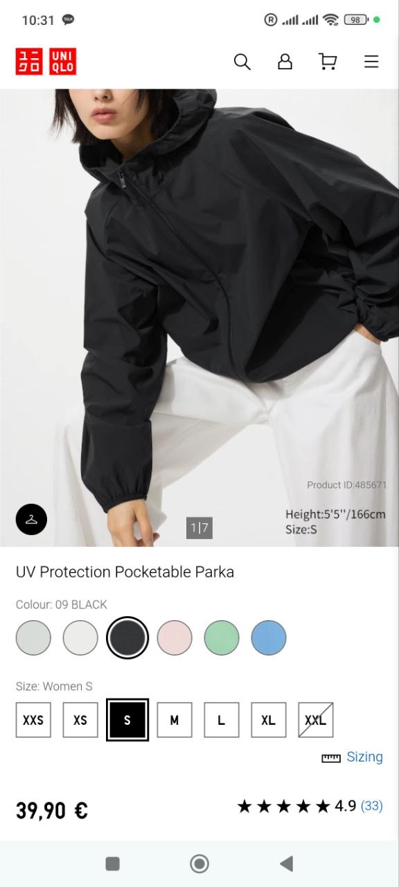 Uniqlo parka sa UV zaštitom, koji se može spakovati
