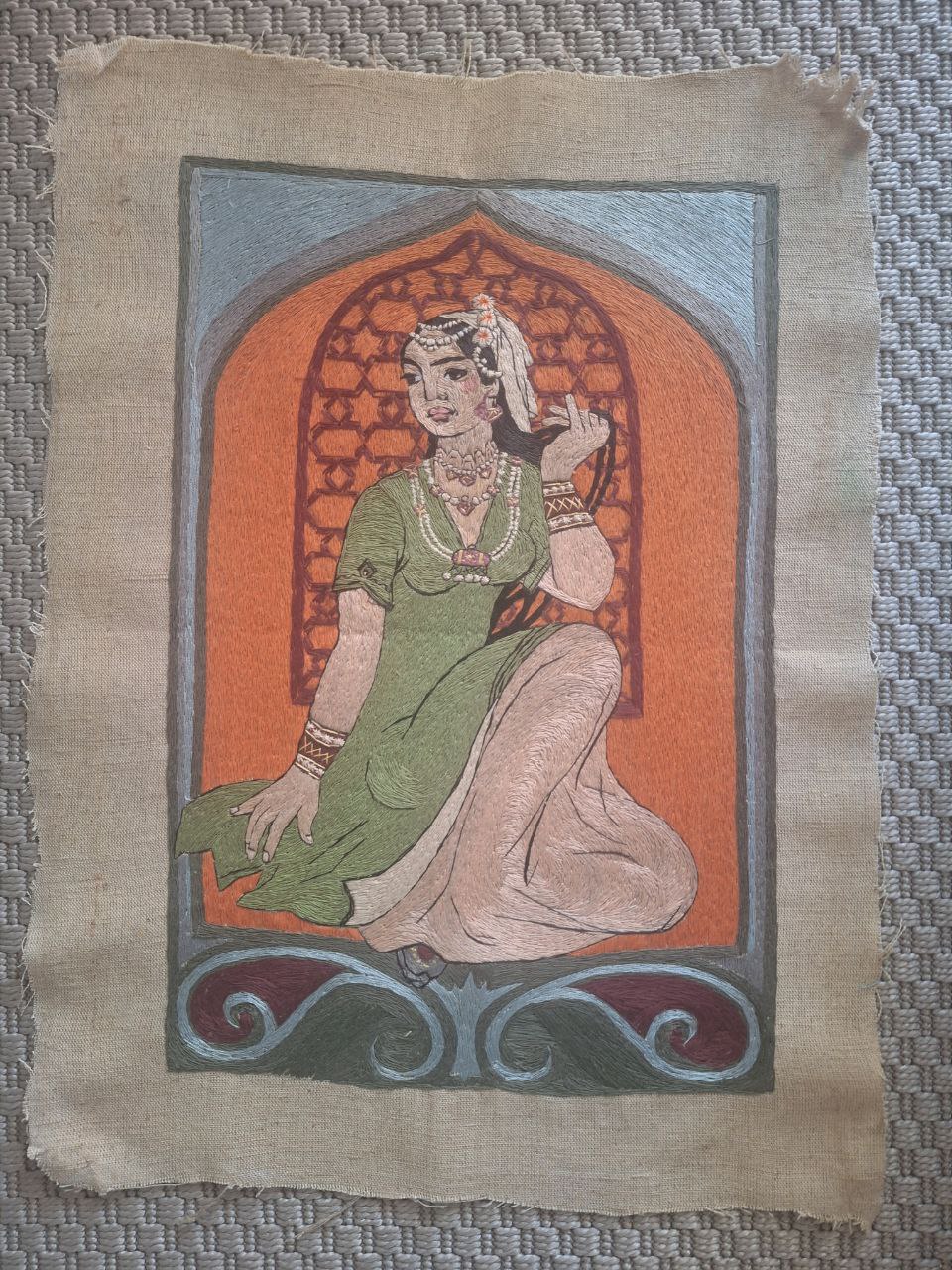 Hand-embroidered painting by an Iranian artisan