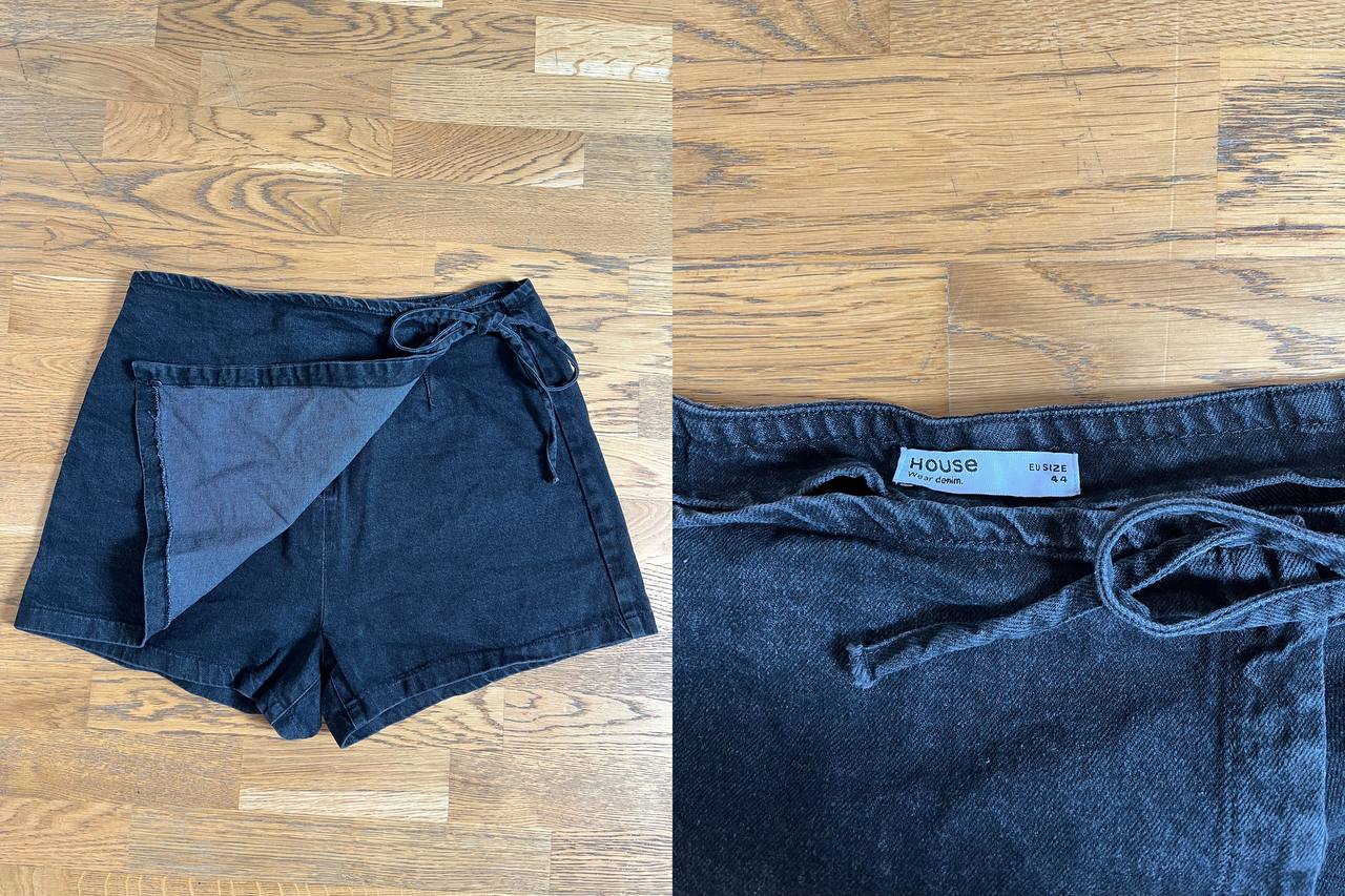 Denim crna mini suknja kratice House