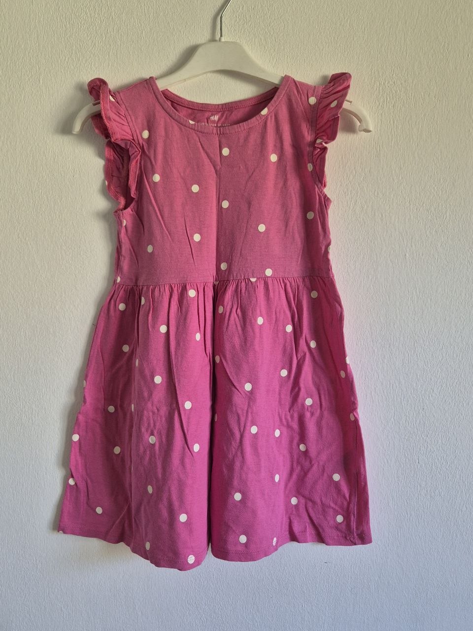 Pink polka dot dress, size 122