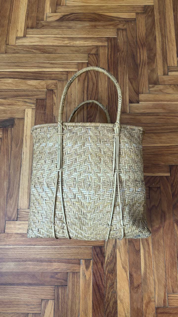 Woven basket from natural rattan