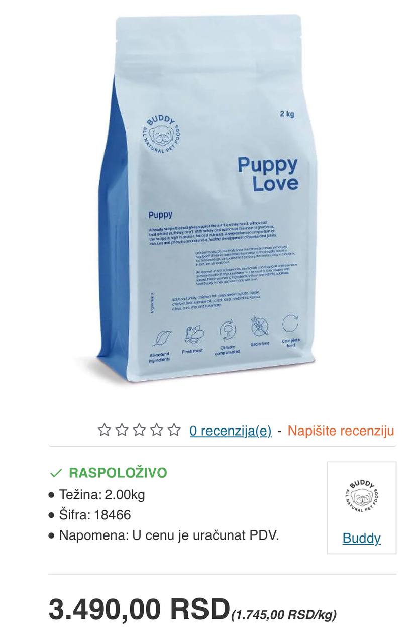 Hrana za štence Buddy Pet Puppy love