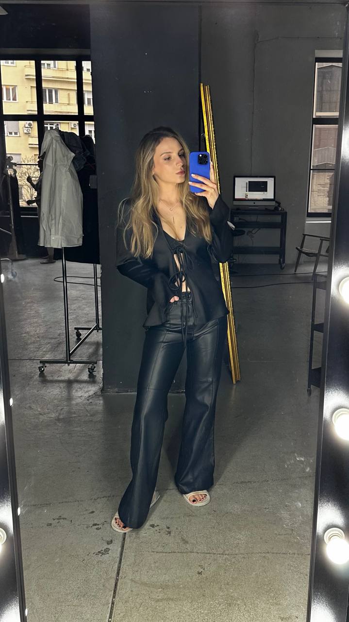 Crne Mango kožene pantalone