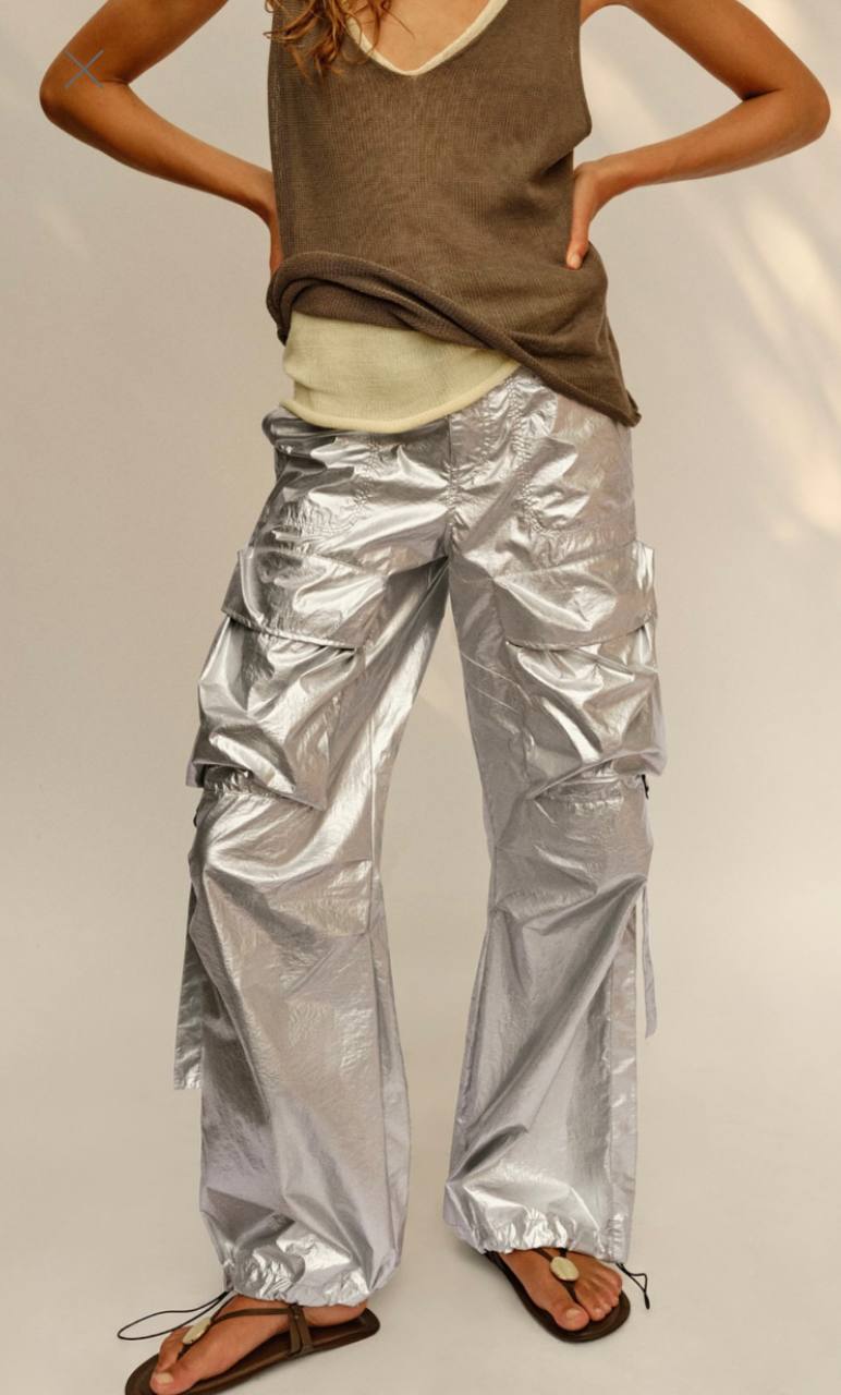Сребрни карго штанови Zara photo 5