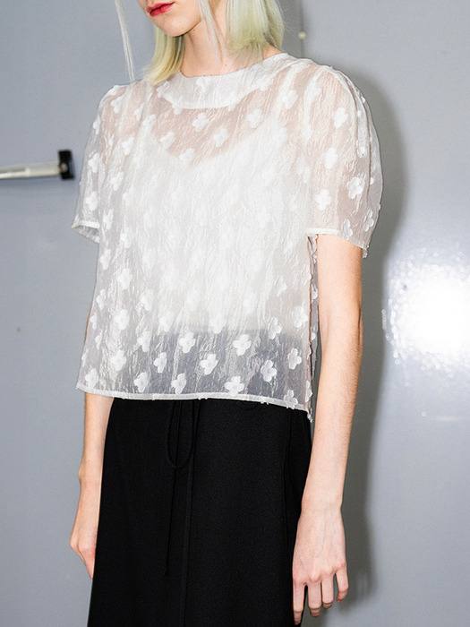 Strap Flower Blouse and Cotton Net Cardigan photo 6