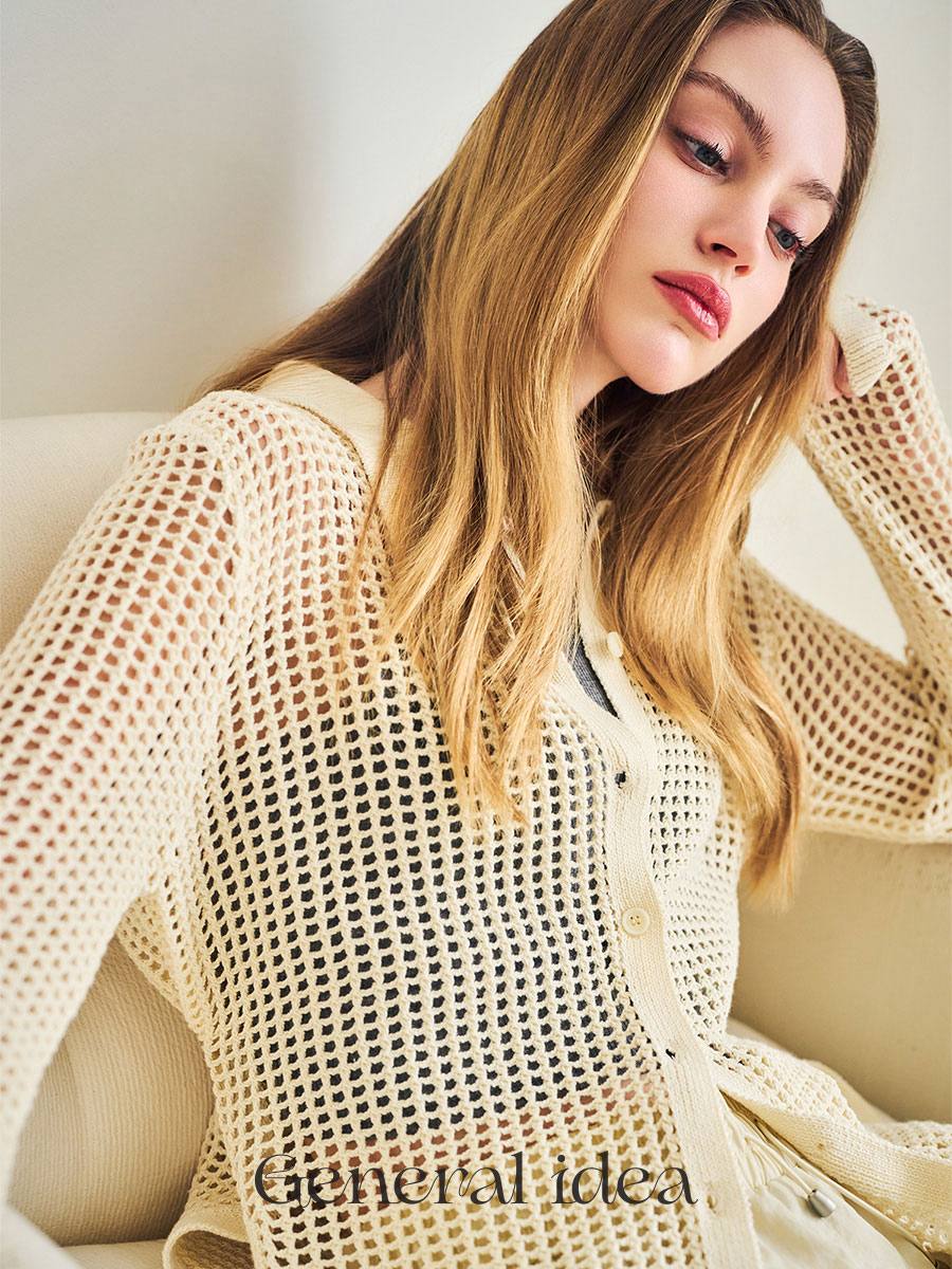 Strap Flower Blouse and Cotton Net Cardigan photo 7