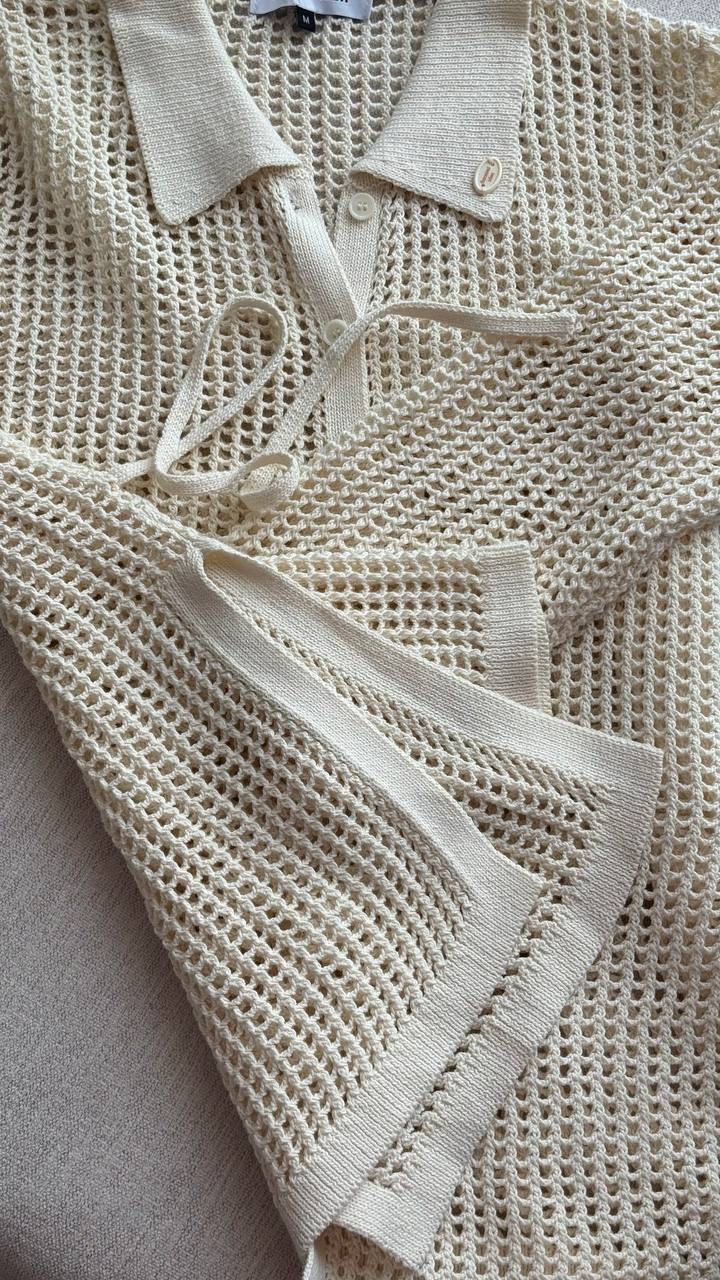 Strap Flower Blouse and Cotton Net Cardigan photo 9