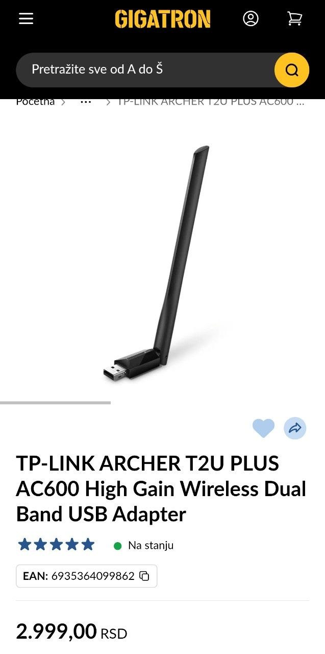 TP-Link Archer T2U Plus AC600 Wi-Fi adapter photo 2