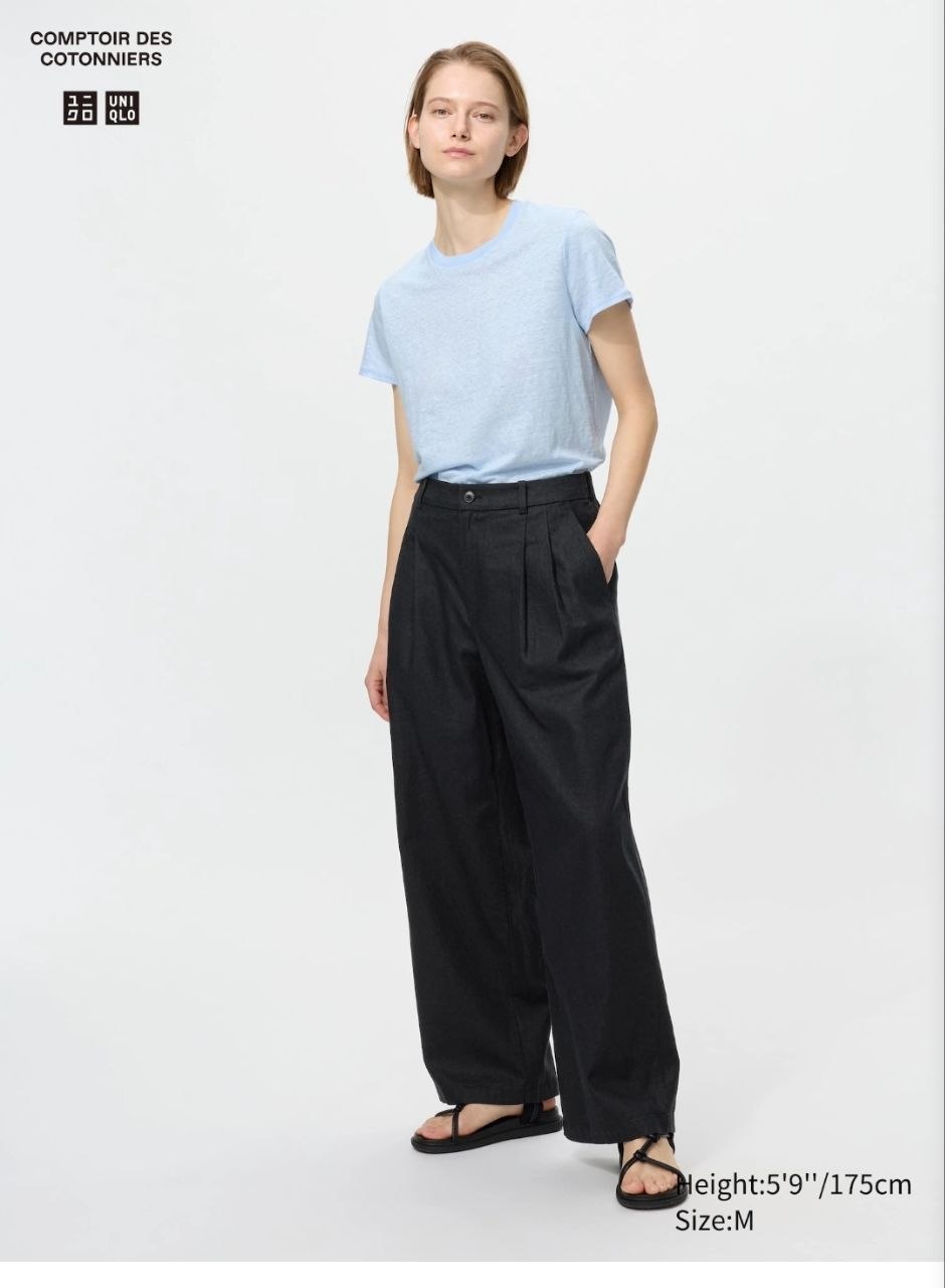 Linen mezhevi ravni pantaloni