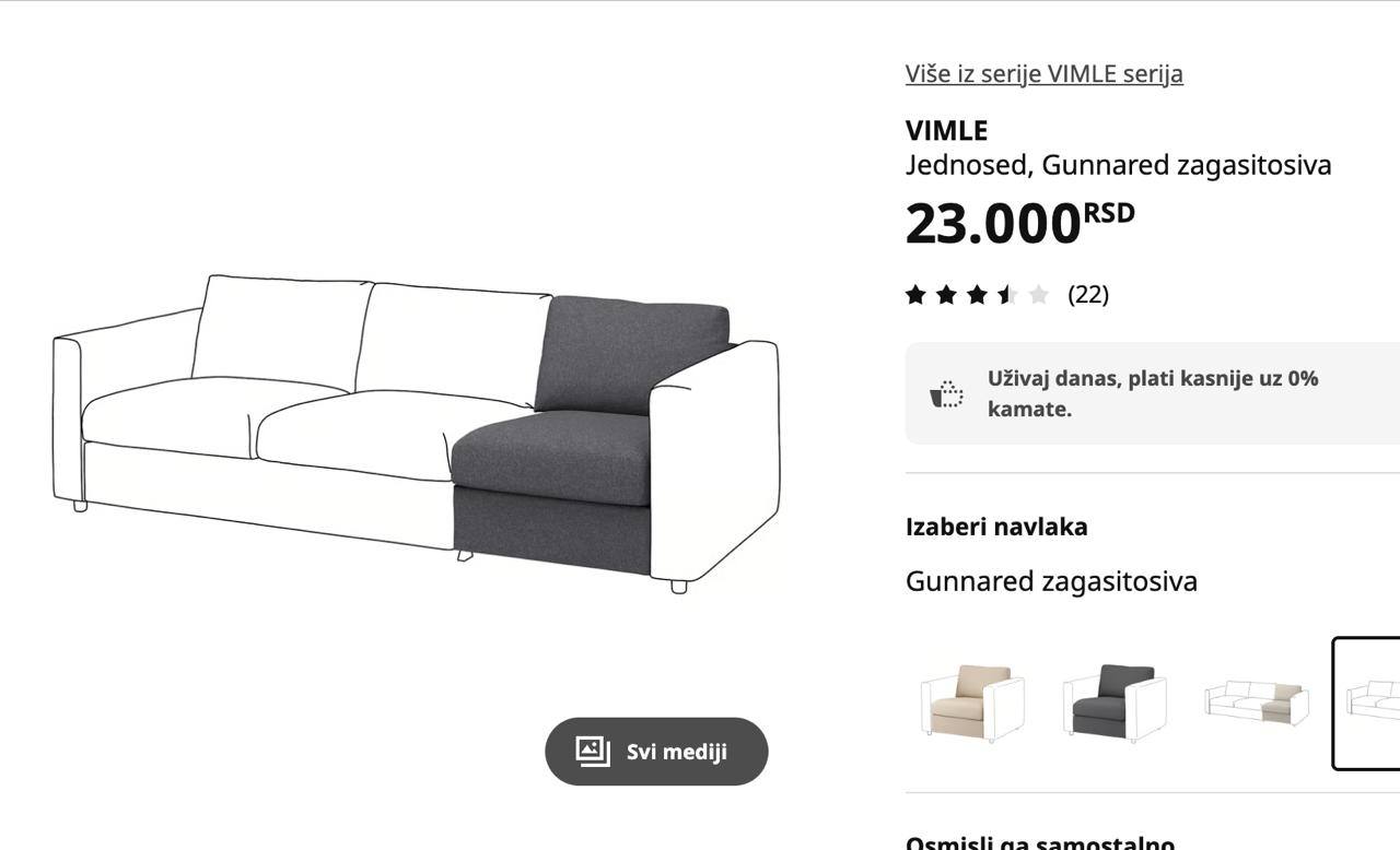 IKEA VIMLE jedosedačka garnitura bez naslona photo 6
