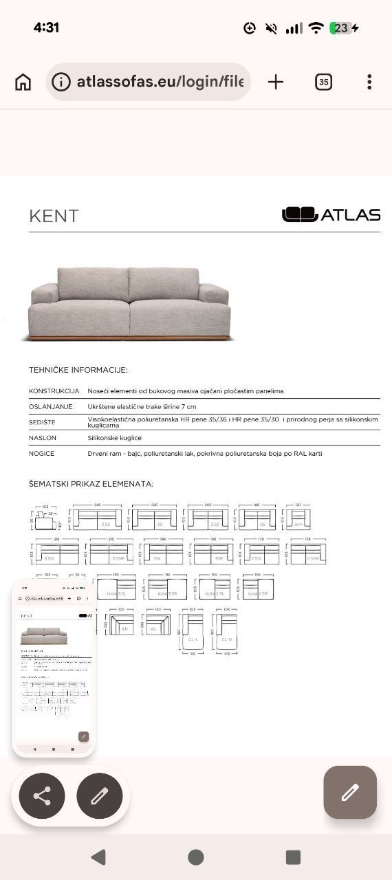 Sofa KENT Atlas