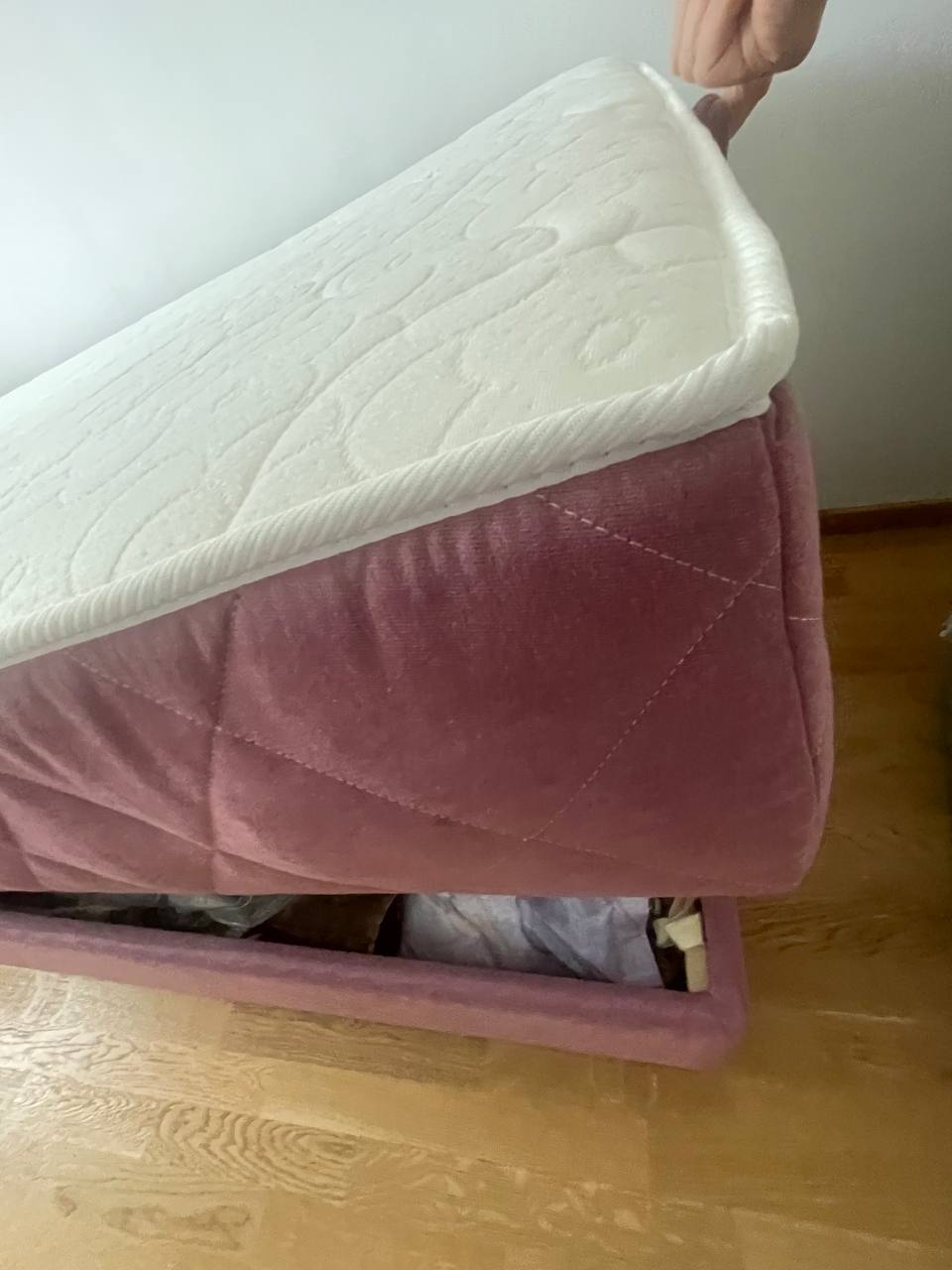 Bed with a soft headboard photo 3