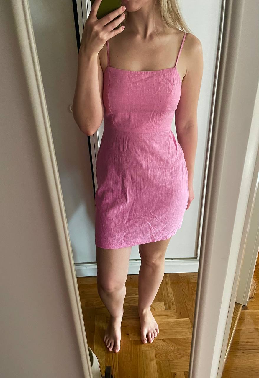 Розовое хлопковое платье по фигуре photo 2