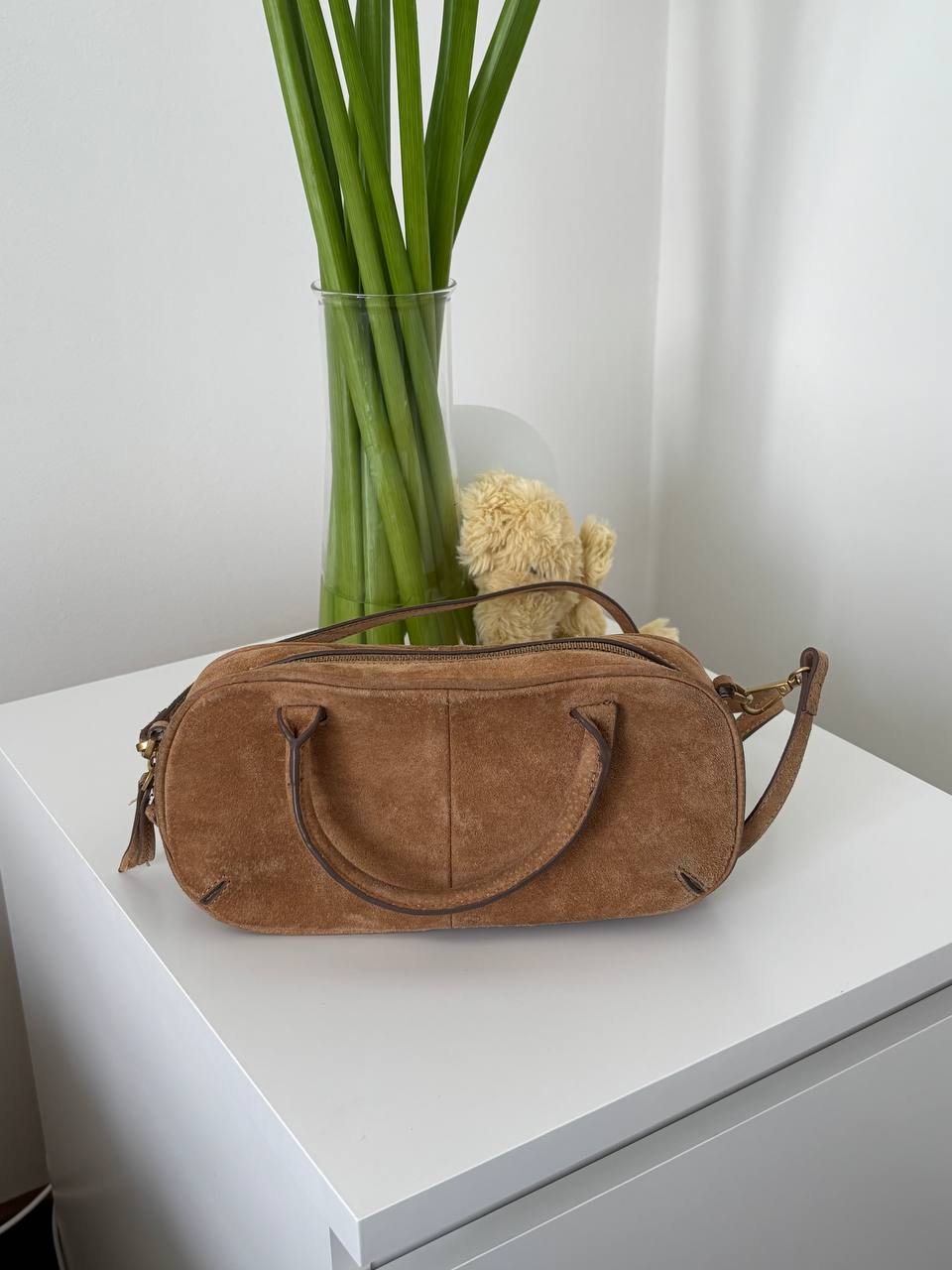 MINI DOUBLE HANDLE SPLIT SUEDE BAG - Zara