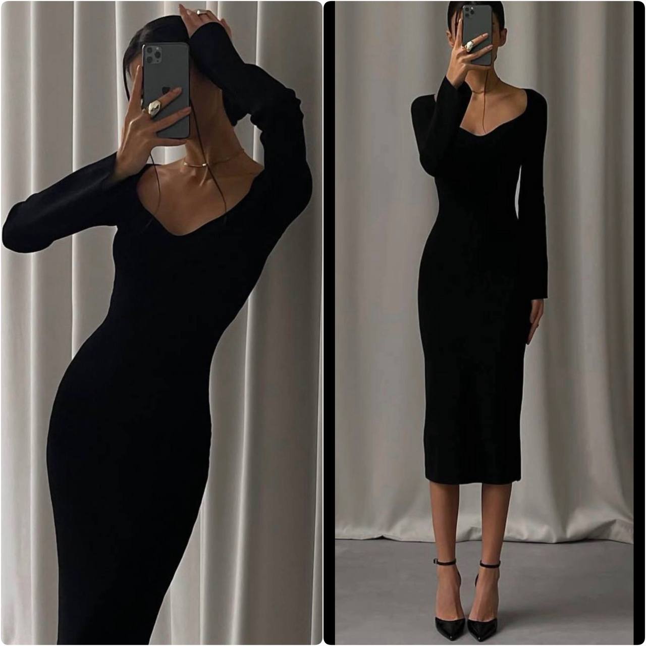 Black ribbed dress