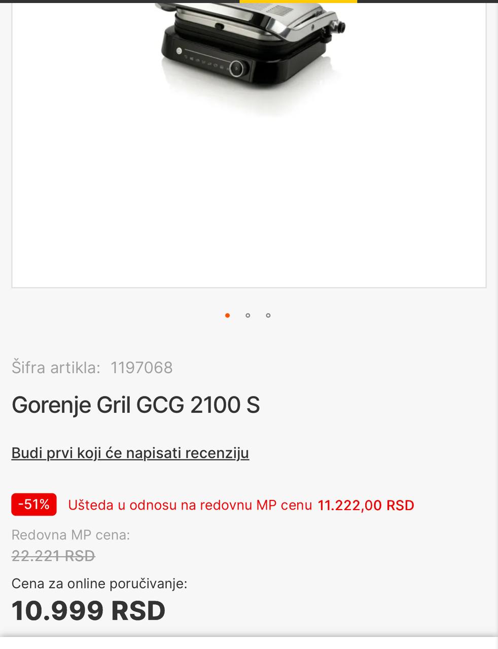 Contact grill Gorenje GCG 2100S photo 4
