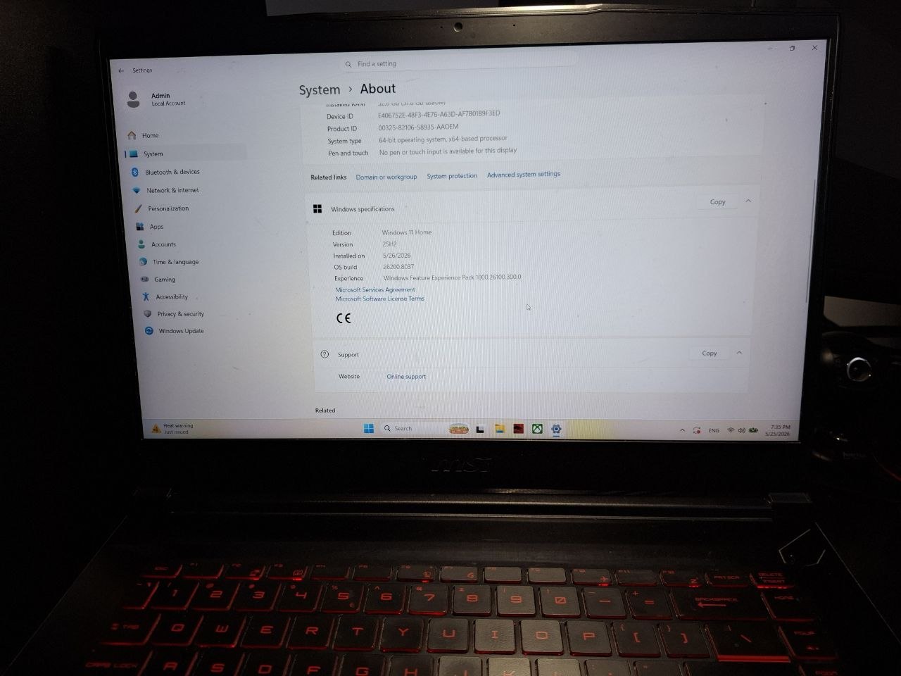 MSI GF65 Thin laptop