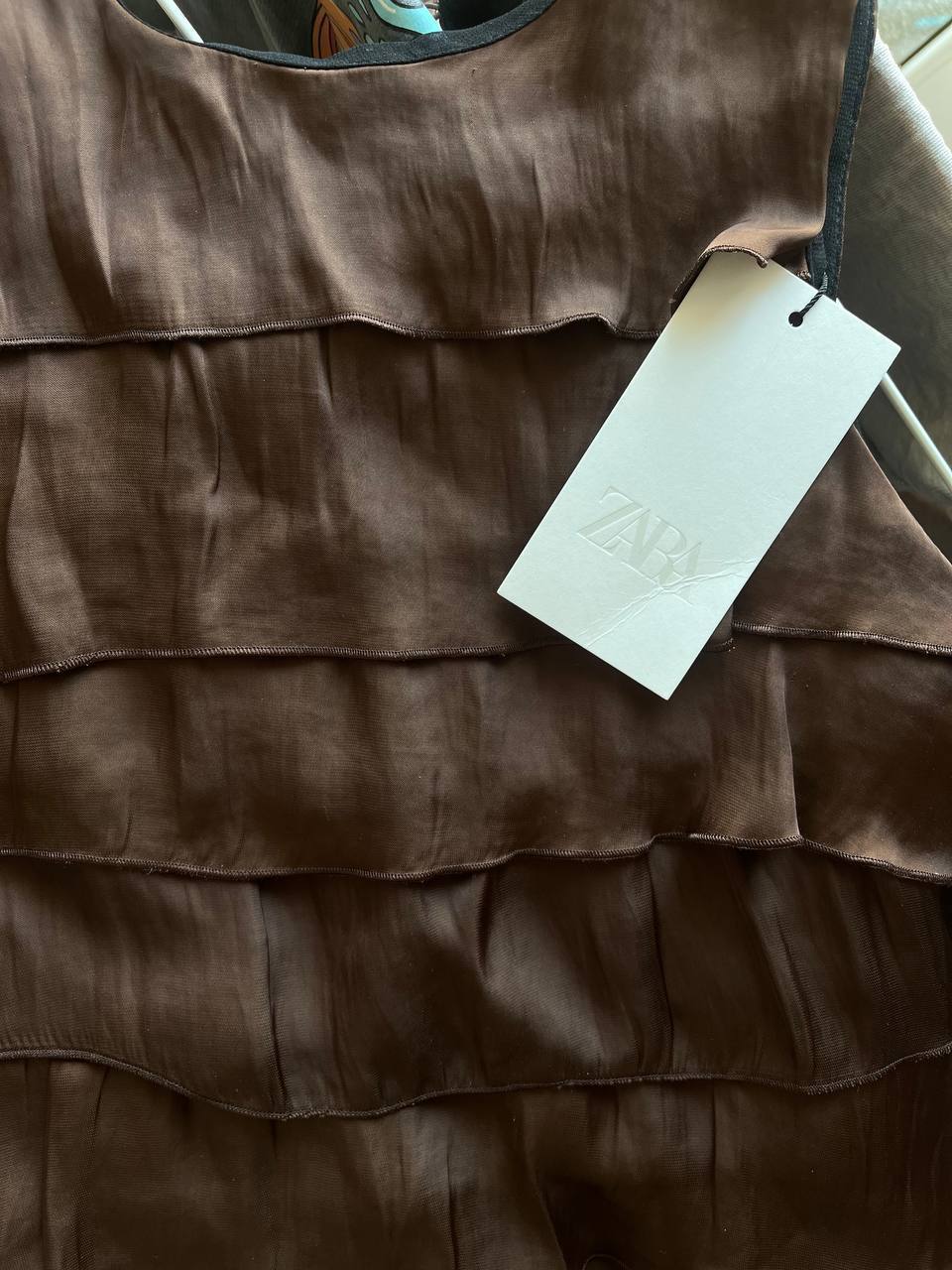 Satin brown top Zara xs