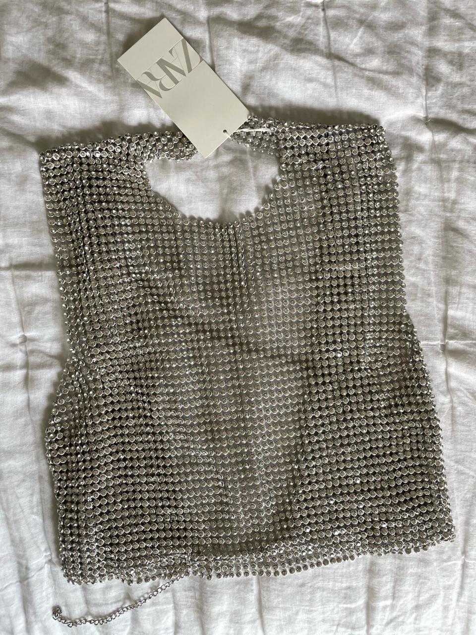 METALLIC TOP WITH RHINESTONES photo 3