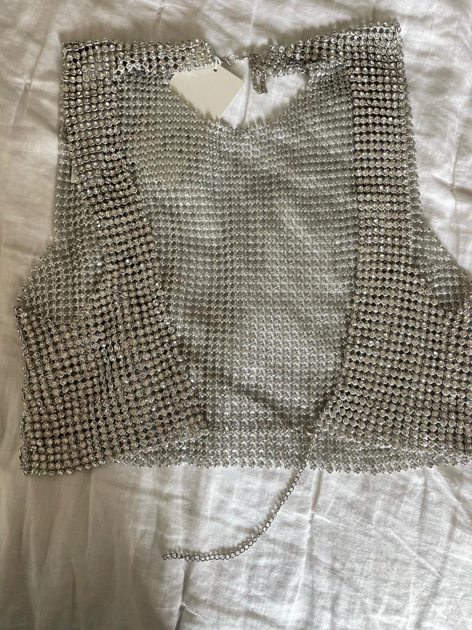 METALLIC TOP WITH RHINESTONES photo 4
