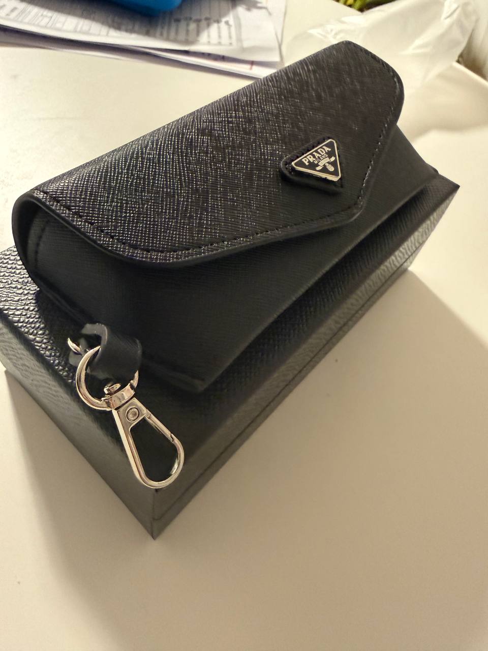 Prada Saffiano Leather Mini Pouch / Eyeglasses Case