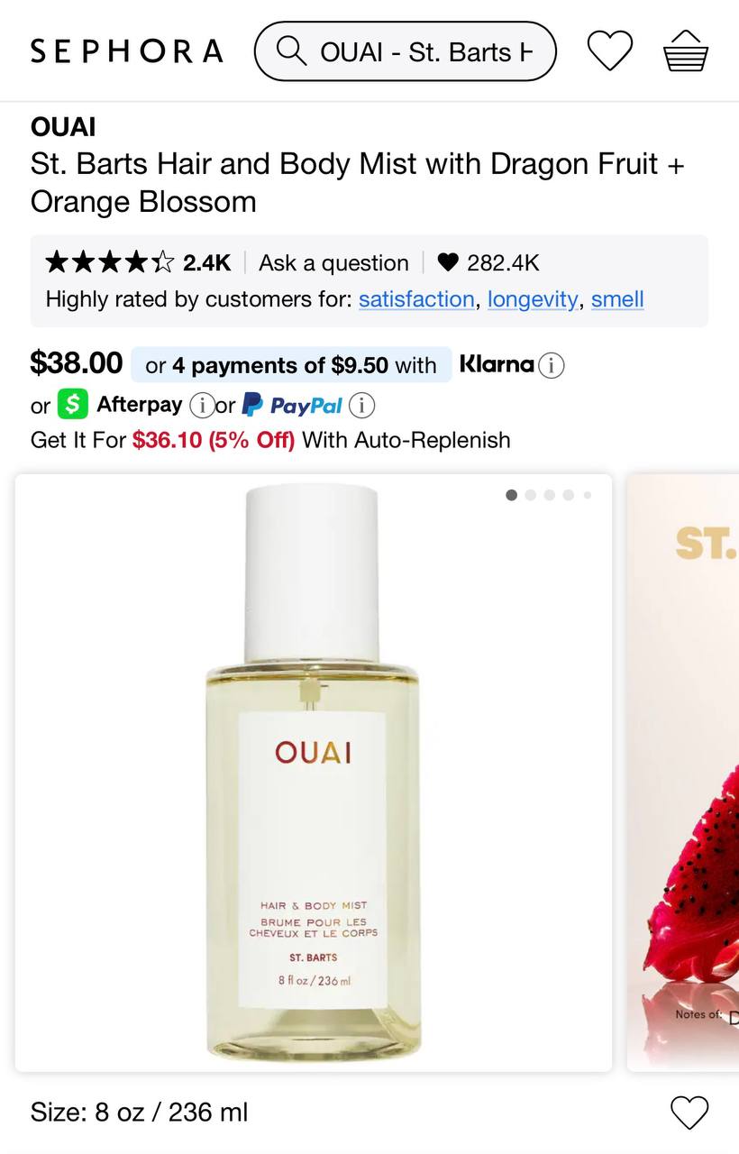 OUAI body&hair mist St. Barts photo 4
