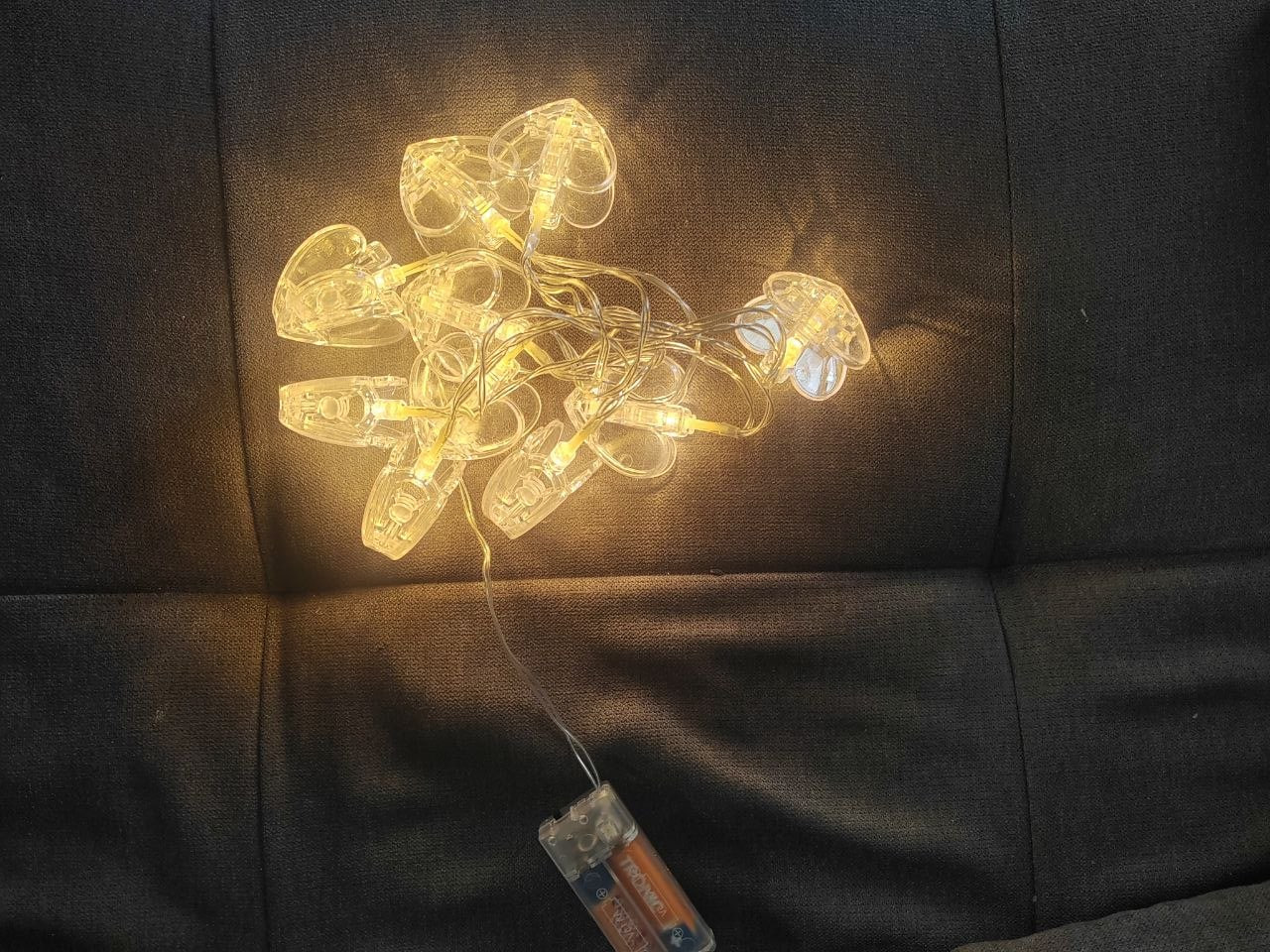 Heart-shaped fairy lights garland