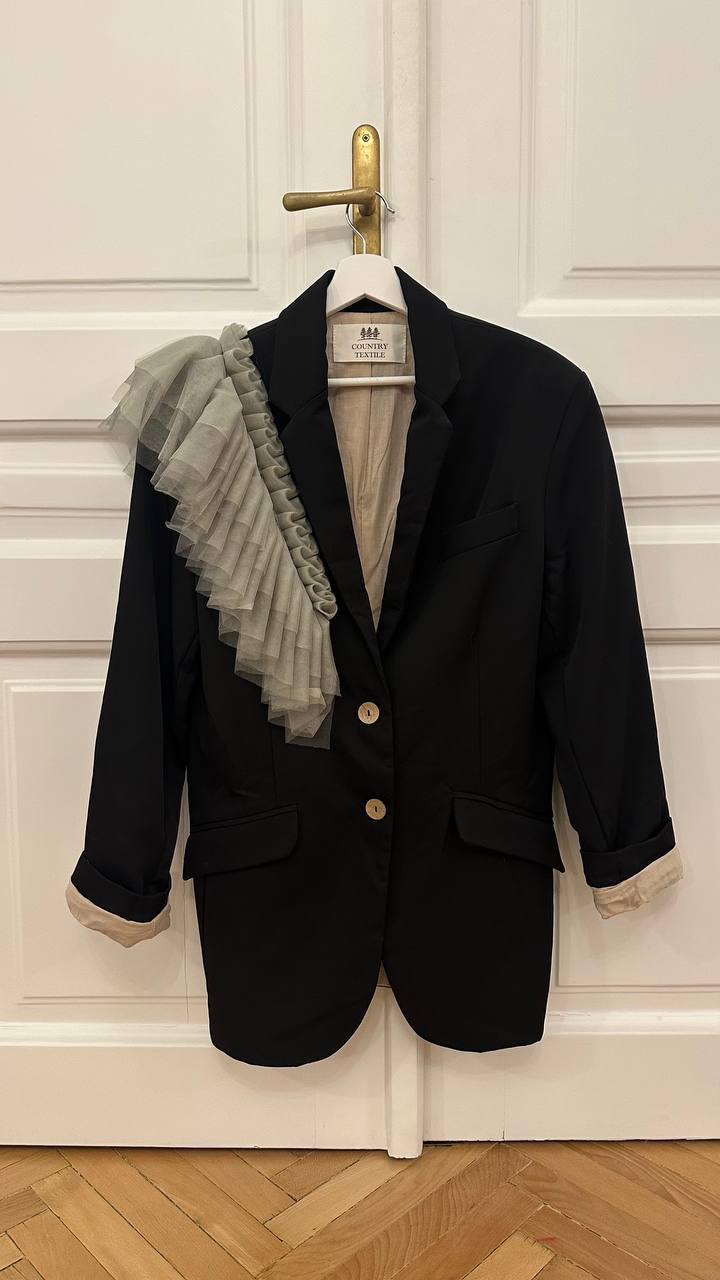 Country Textile Blazer with Ruffles