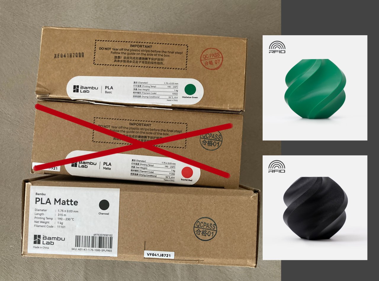 PLA Bambu Matte Charcoal Refill
