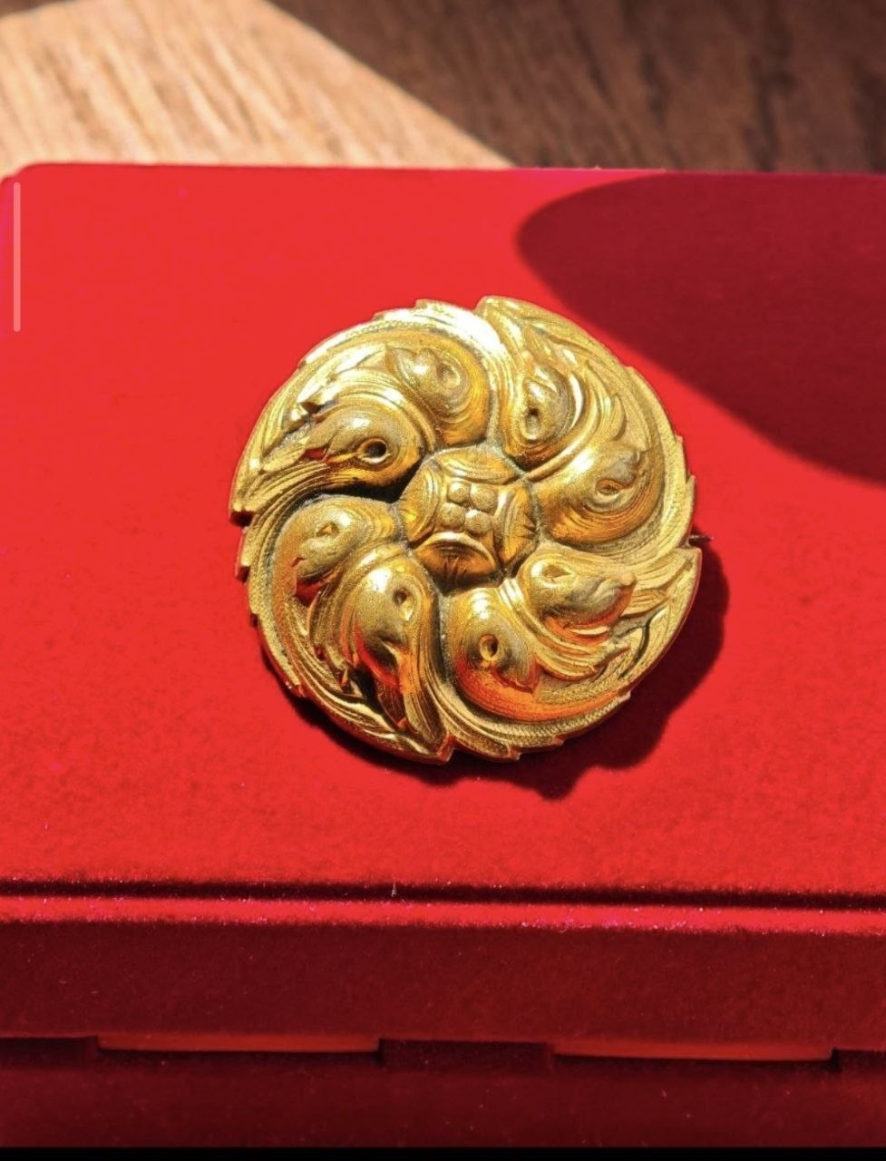 Antique brooch with coral imitation photo 5
