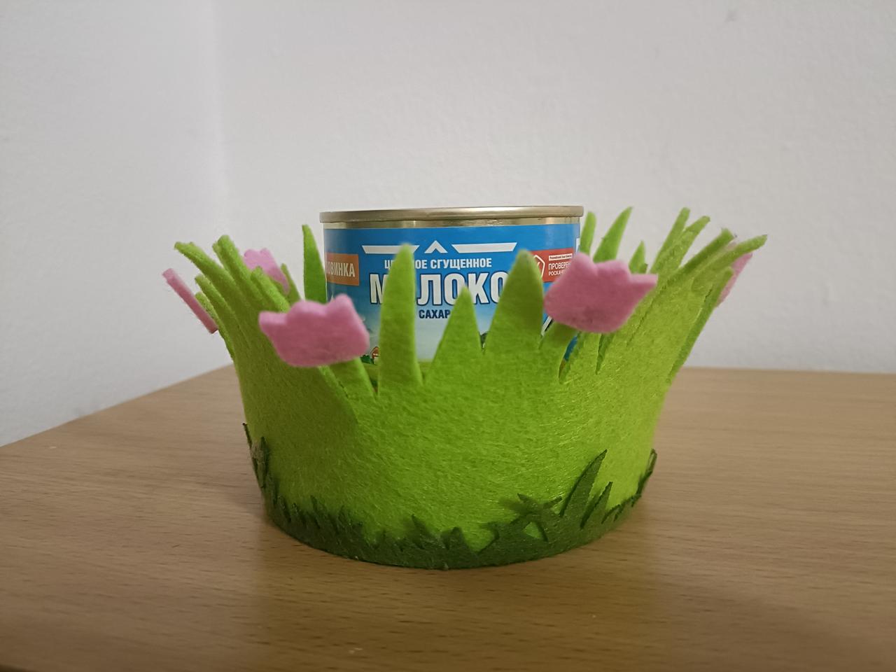 Коробочка из зеленого фетра