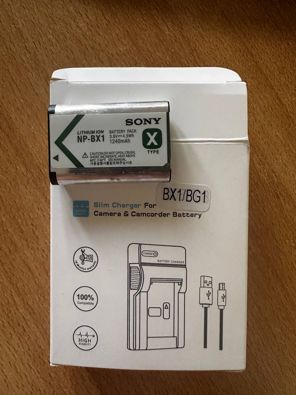 Sony NP-BX1 battery and charger