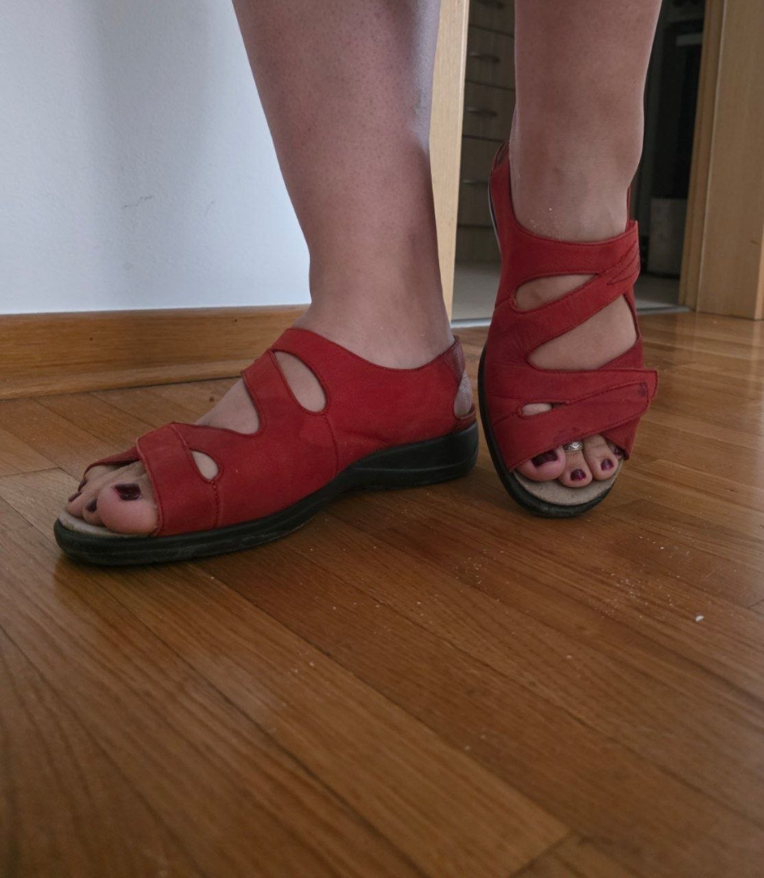 Red orthopedic sandals