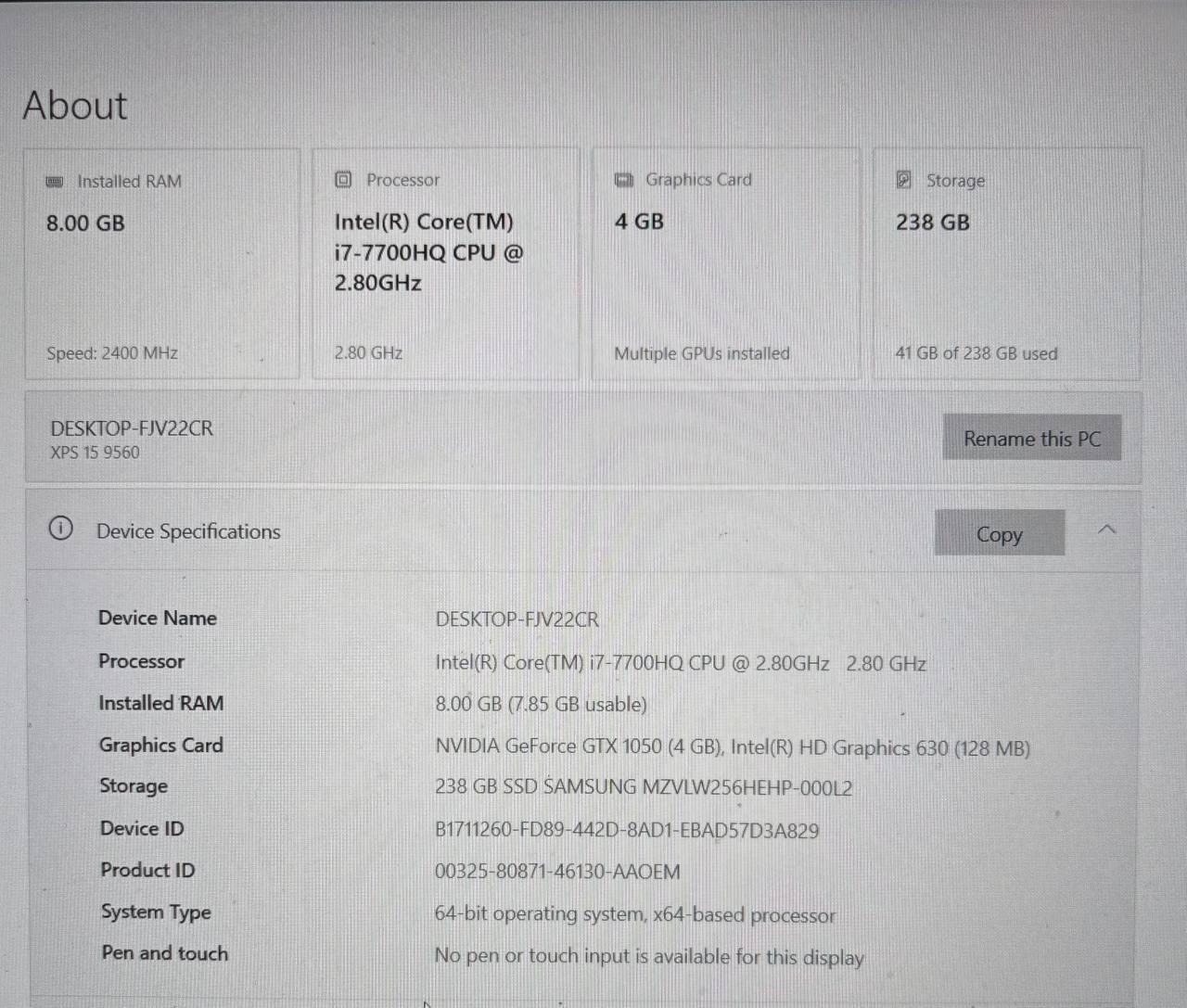 Dell XPS 15 9560