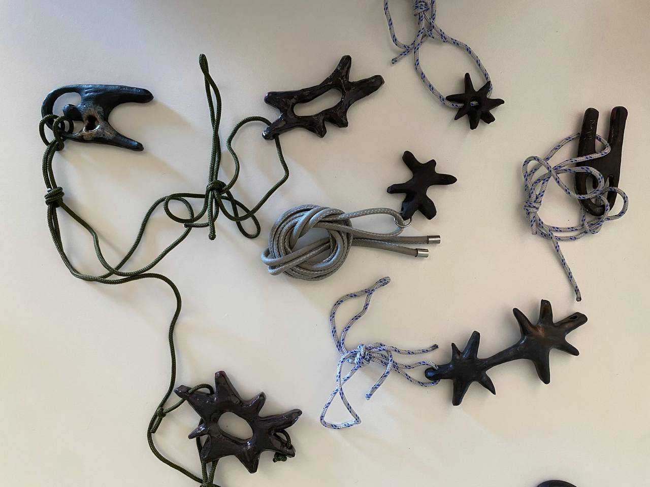 Ceramic pendants on cords