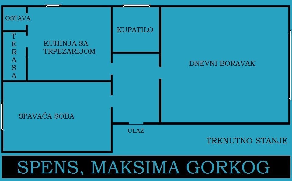 1 sobe, Stan, 56 m²