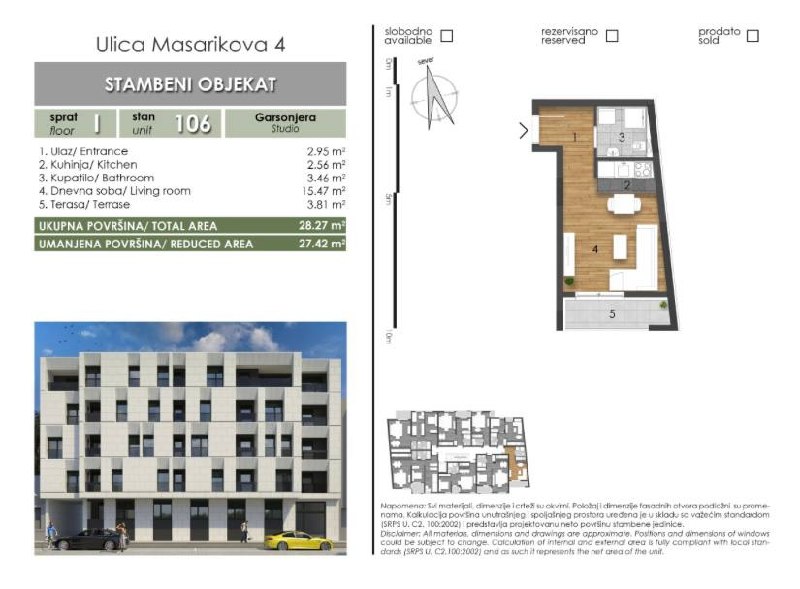 1-room, Apartment, 27 m²