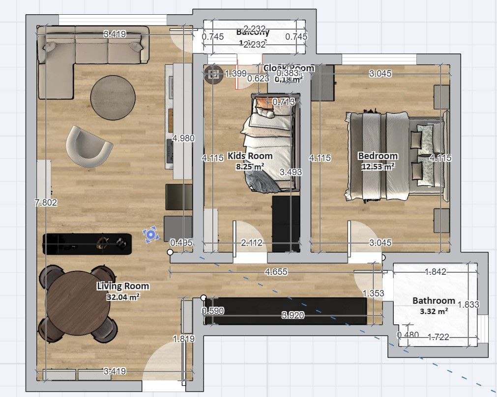 2.5 sobe, Stan, 59 m² photo 9