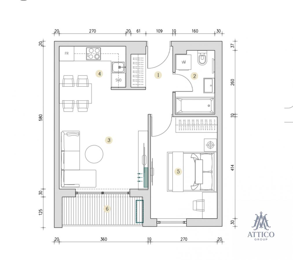 2-комн., Квартира, 42 м² photo 2